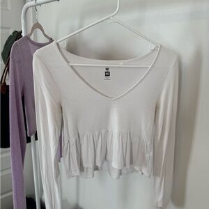 White ruffle top